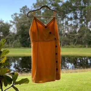 Yellow AE Button V-Neck Dress